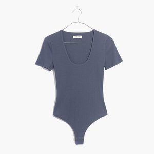 Madewell Cameo Scoop Rib Bodysuit - blue